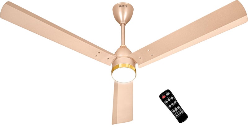 Sujata Premium BLDC Ceiling Fan 1200mm | 3 Years Warranty | Energy Efficient Ceiling fan with light for Living Room, Remote Control BLDC Fans, 5 Star BEE Rated, Slim Air Underlight (Topaz Gold) - Image 1