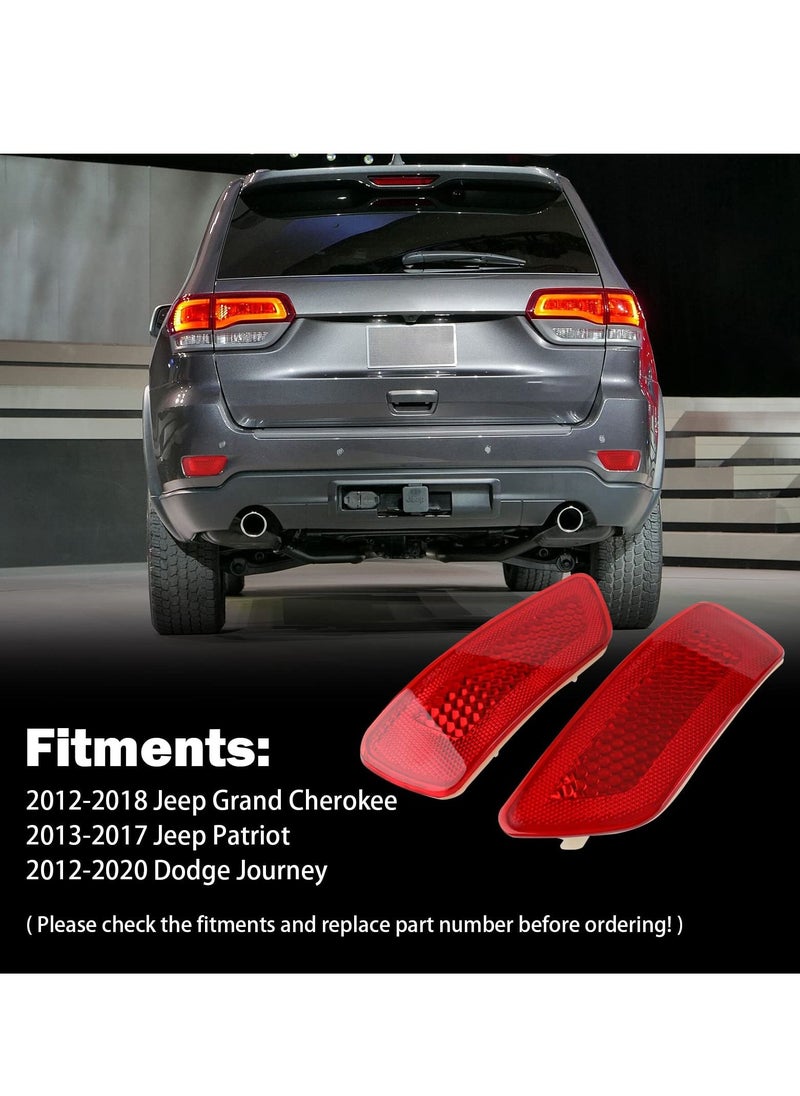 KASTWAVE - Rear Bumper Reflector Light Lamp for Jeep Grand Cherokee 2012-2018, for Patriot 2013-2017, for Dodge Journey 2012-2020, Back Bumper Reflectors Left and Right Red Les Replace 57010720AC, 57010721AC - Image 1