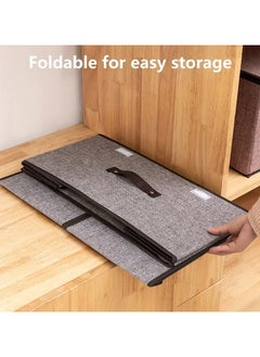 KITCHENOO Large Foldable Linen Storage Box with Lid and Handles, Grey Fabric Organizer Cube with Removable Dividers for Home Bedroom, 50 x 30 x 28 cm  - Image 3