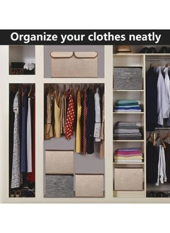 KITCHENOO Large Foldable Linen Storage Box with Lid and Handles, Grey Fabric Organizer Cube with Removable Dividers for Home Bedroom, 50 x 30 x 28 cm  - Image 5