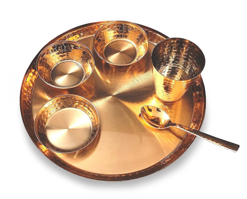 BENGALEN Rose Gold Plated Dinner Set 12 Inch for Gift Baby Rice Ceremony Annaprashan Sanskar Kids Birthday for Boys Girls Home Decorative Festive Return Items - Image 1