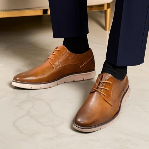 Jousen Mens Casual Shoes Simple Comfortable Casual Dress Shoes for Men (AMY9008A Brown 10) - Image 2