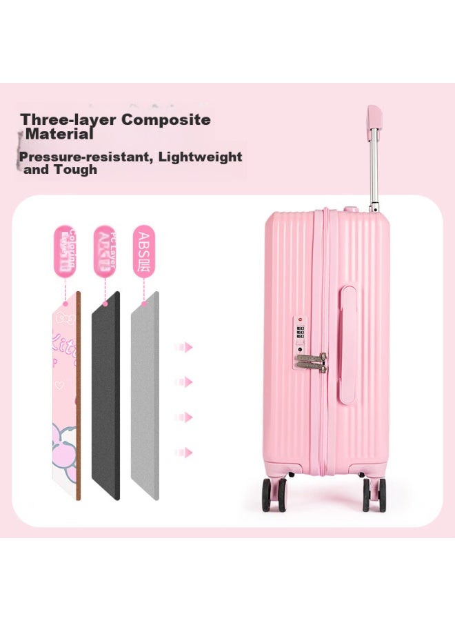 Mesuca X okitty Luggage, Student Female Password Leather Suitcase, 20-inch Children's Luggage, Carry-on Suitcase - Image 2