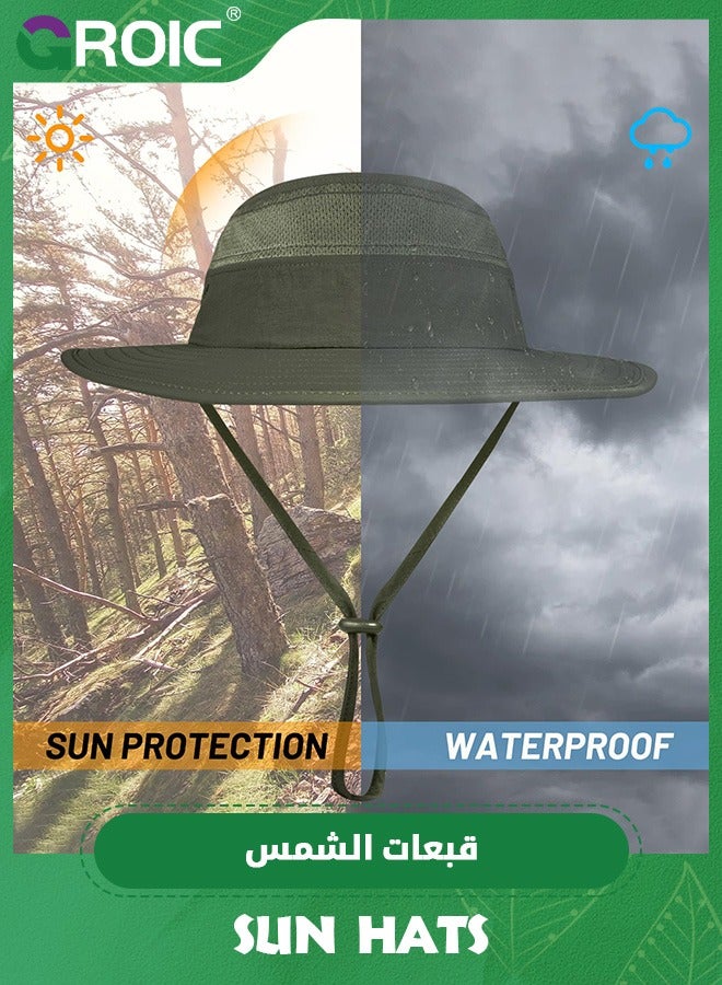 GROIC Sun Hat,Fishing Hat,Outdoor UV Sun Protection Wide Brim Hat with Face Cover & Neck Flap,UPF 50+ Sun Protection Cap for Hiking Beach Hats - Image 5