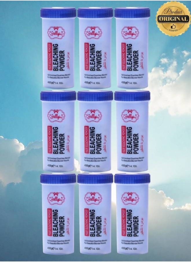 JELLY 9 Pieces Hair Bleaching Powder Oil Enriched Dust Free Blonder For Beautiful Blonde Results 400g  - Image 1
