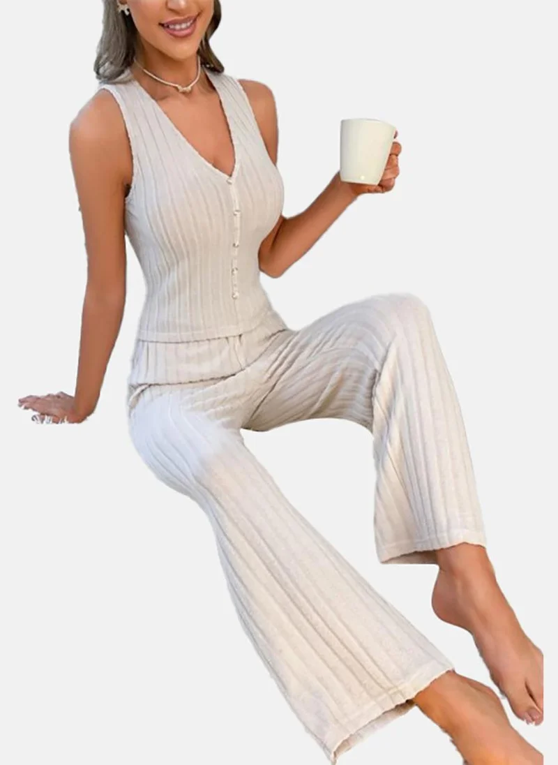 يونيكي Off White Solid Pyjamas & Top