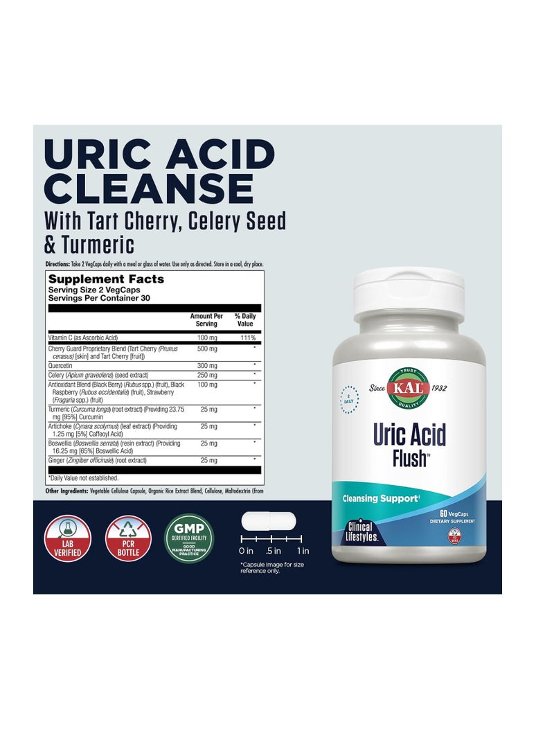 KAL Uric acid Flush Cleansing Support 60 Veg Caps - Image 2