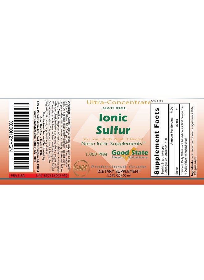 Good State Liquid Ionic Minerals Sulfur Ultra Concentrate (10 Drops Equals 30 Mg) (100 Servings Per Bottle)  - Image 3