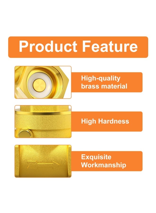 3/4 NPT Check Valve, Brass Non Return Swing Check Valve to Prevent Water Backflow Level One Way Counterflow Valve to Prevent the Medium Backflow for Oil Water Gas Air?2PCS DN20? - Image 2