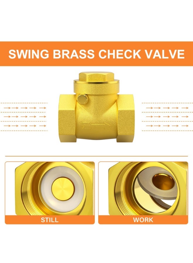 3/4 NPT Check Valve, Brass Non Return Swing Check Valve to Prevent Water Backflow Level One Way Counterflow Valve to Prevent the Medium Backflow for Oil Water Gas Air?2PCS DN20? - Image 5