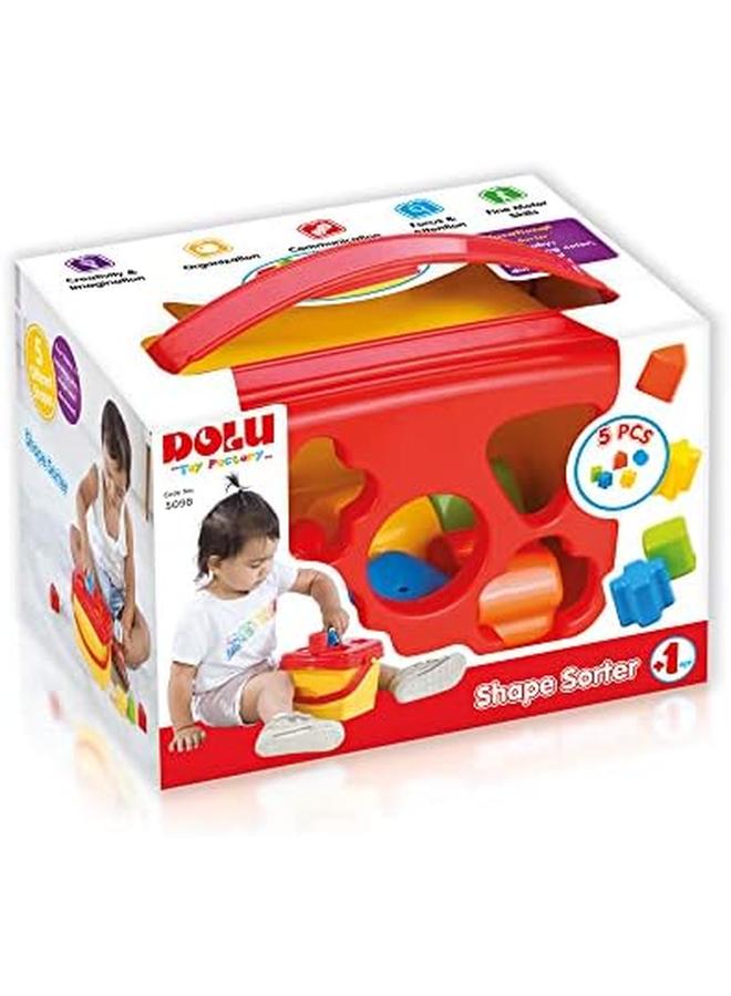 Dolu Kids Shape Sorter Bucket With 5 Shapes For Ages 1 Plus Years Old Multicolored - Image 3