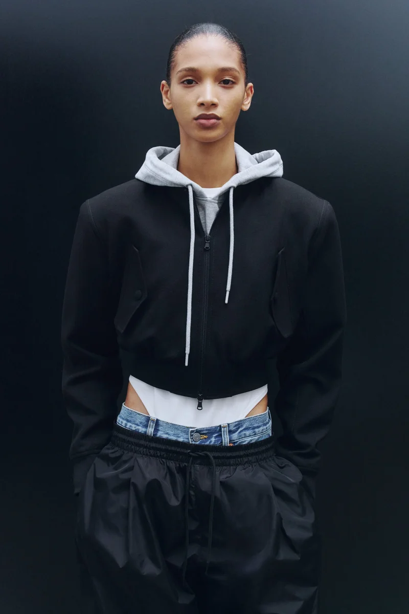 Cropped Wool Bomber Jacket - Wardrobe.NYC