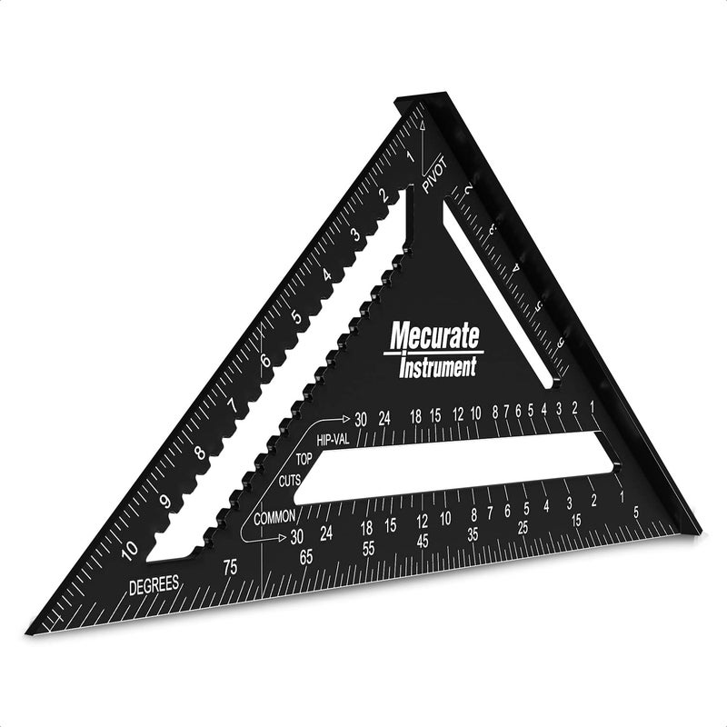 Mecurate Rafter Square, 12 inch Triangle Carpenter Square Die-cast Aluminum for Woodworking and Carpentry - Image 1