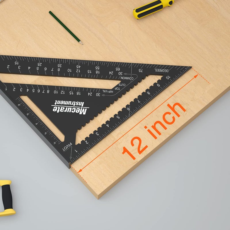 Mecurate Rafter Square, 12 inch Triangle Carpenter Square Die-cast Aluminum for Woodworking and Carpentry - Image 5
