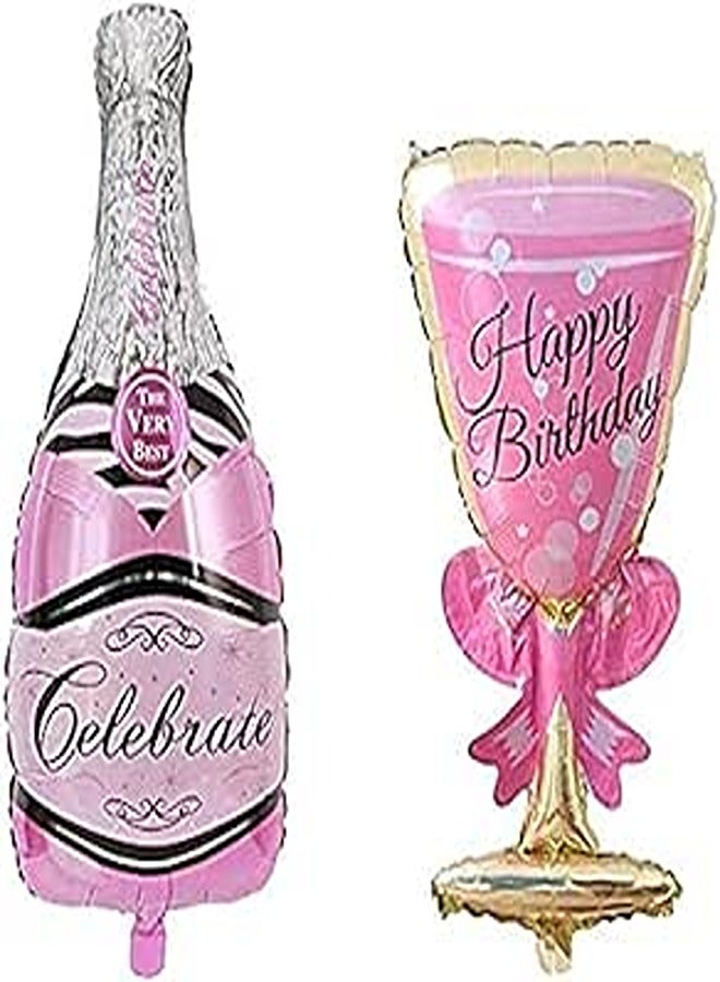 Champagne Bottle Glass Foil Balloons Happy Birthday Wedding Party Decorations