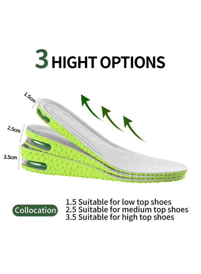 jaexest [Upgrade] Height Increase Insoles,Air Cushion Taller Shoe Insoles Heel Insert for Men and Women,Heel Cushioning Shock Absorption,Relieve Foot Pain (Green,heel Height:3.5cm, S (Women 5-6.5)) - Image 5
