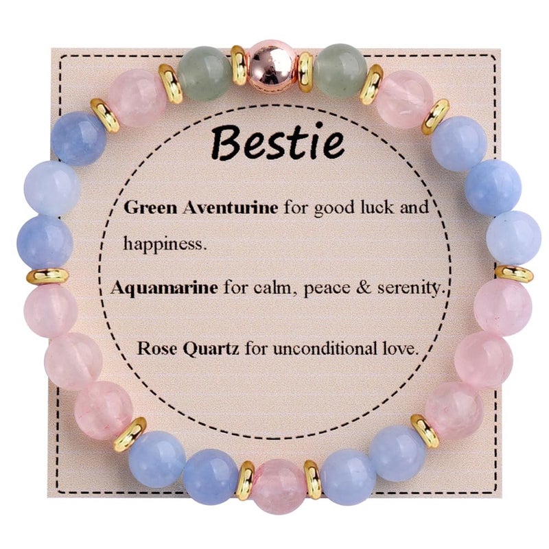 KSQS Healing Stone Bead Bracelet for Women, Natural Gemstones Balance Protection, Spiritual Crystal Beads Anxiety Relief with Meaning Card - Image 1