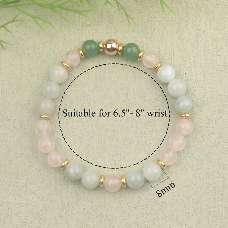 KSQS Healing Stone Bead Bracelet for Women, Natural Gemstones Balance Protection, Spiritual Crystal Beads Anxiety Relief with Meaning Card - Image 2
