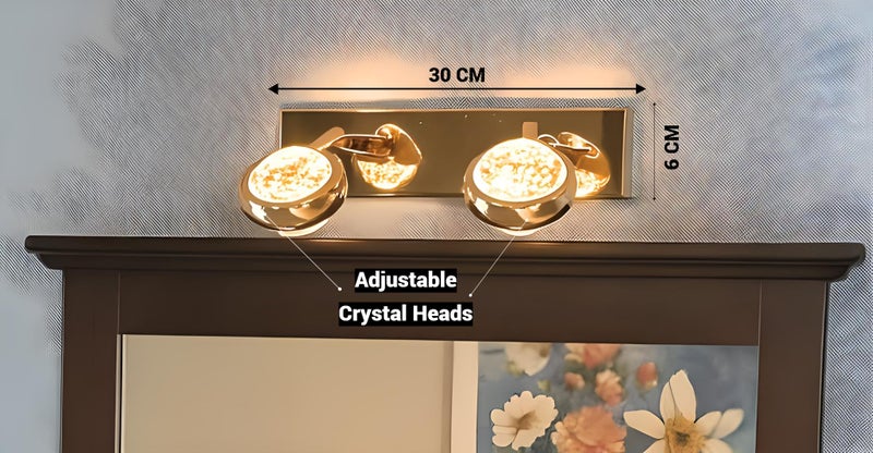 FILLISKA® 3 in 1 Double Wall spot/Picture/Display/Mirror Light with Adjustable Head and Colour Changing Function (Crystal Gold-6518)(1 Year Warranty) - Image 3