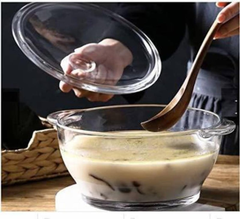 Krival Borosilicate Glass Casserole with Lid Serving Bowl Kitchen Oven Microwave Dishwasher and Freezer Safe Scratch Resistant Transparent Transparent 15 Ltr - Image 2