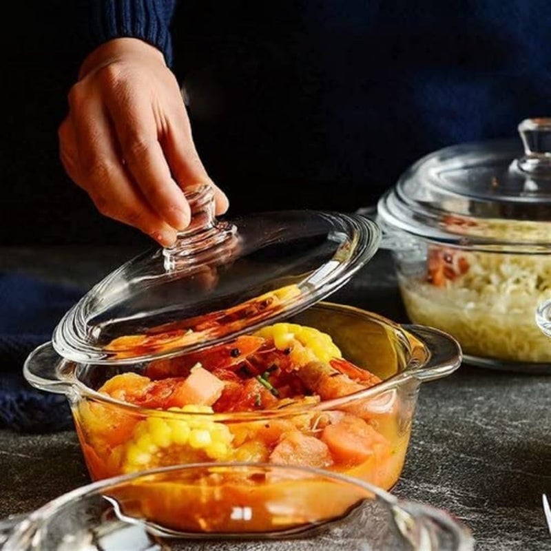 Krival Borosilicate Glass Casserole with Lid Serving Bowl Kitchen Oven Microwave Dishwasher and Freezer Safe Scratch Resistant Transparent Transparent 15 Ltr - Image 5