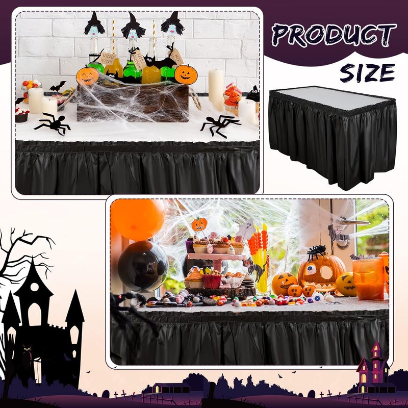 Breling 4 Pcs Plastic Table Skirt 29 Inches x 14 ft Disposable Table Skirt for Rectangle Tablecloth Wedding Shower Birthday Party Banquet(Black) - Image 4