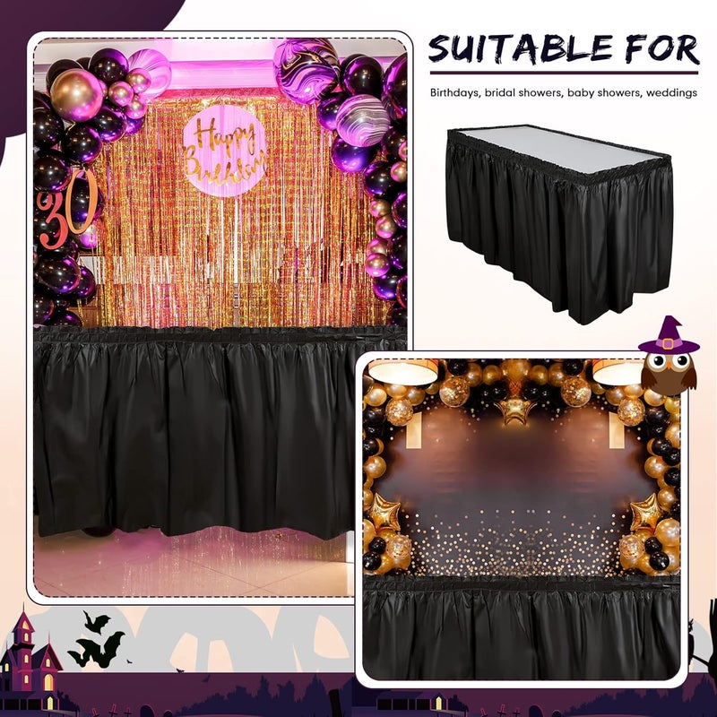 Breling 4 Pcs Plastic Table Skirt 29 Inches x 14 ft Disposable Table Skirt for Rectangle Tablecloth Wedding Shower Birthday Party Banquet(Black) - Image 5