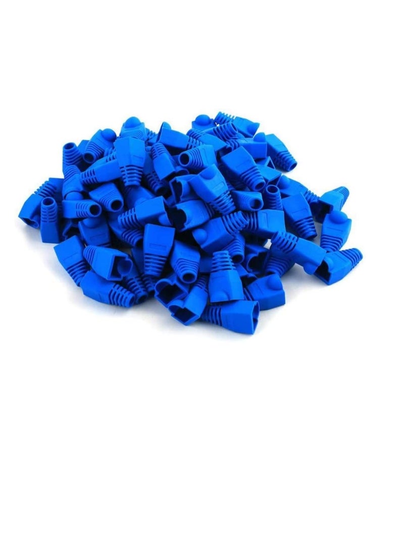 Ethernet RJ45 Cable Connector Boots Silicon Cover Strain Relief Boots CAT5 CAT5E CAT6 CAT6E (Blue - Pack of 50) - Image 1