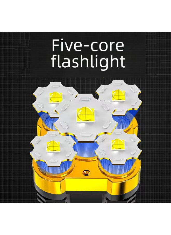 Generic Five-core High-power Usb Rechargeable Super Bright Outdoor Led Searchlight Multifunctional Long-range Handheld Torch-Color:L-29 Five Lights  - Image 5