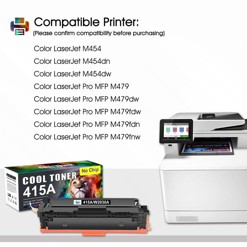 Cool Toner Compatible cartridge to replace for HP 415A 415X Toner W2030A W2030X W2031A W2032A W2033A Color Laserjet Pro MFP M479fdw Toner M479fnw M479fdn M479dw M454dn M454dw M47799 99 (Pack Size - Image 2