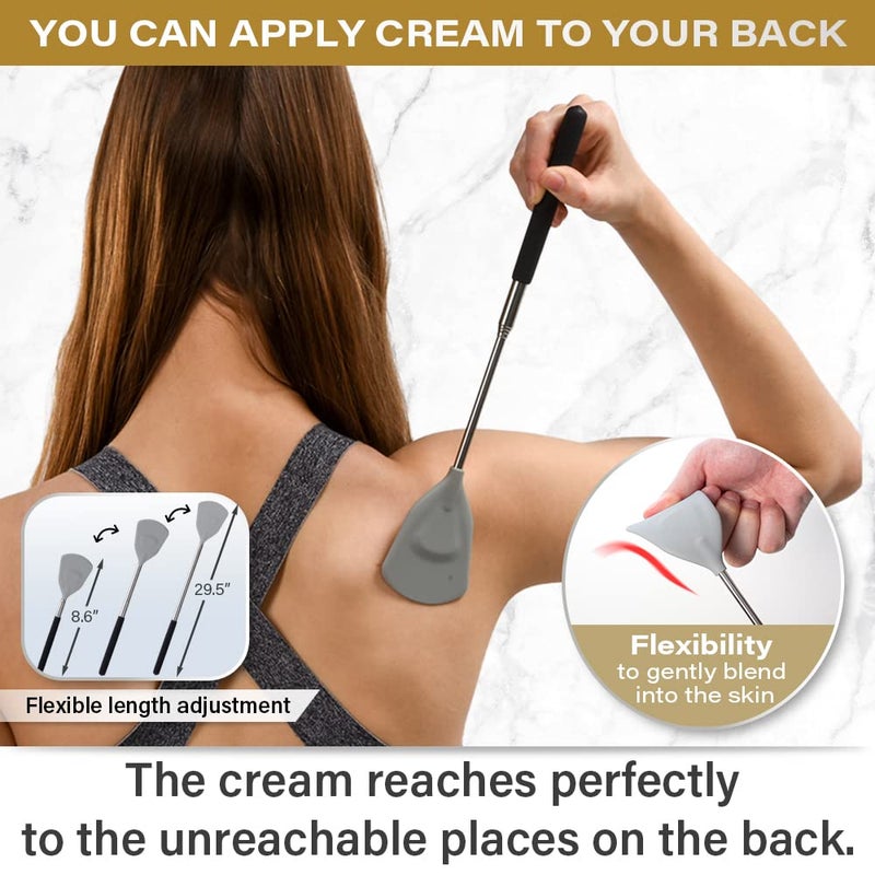 ROUNDS Cream Applicator for Back Telescopic Stick for Lotion Ointment Body Oil Medicine feet - Image 2