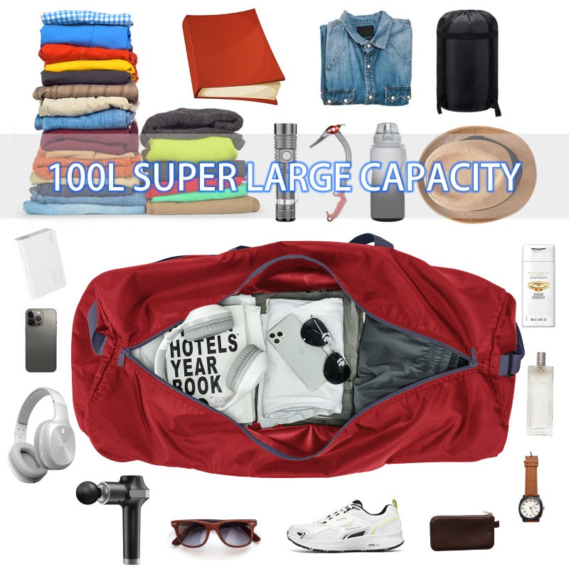 iFARADAY Extra Large Duffel Bag 32.5 inch 105L Lightweight Luggage for Travel Camping Storage-Red - Image 5