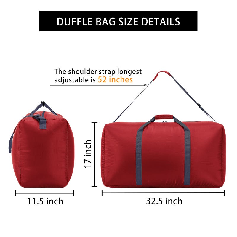 iFARADAY Extra Large Duffel Bag 32.5 inch 105L Lightweight Luggage for Travel Camping Storage-Red - Image 4