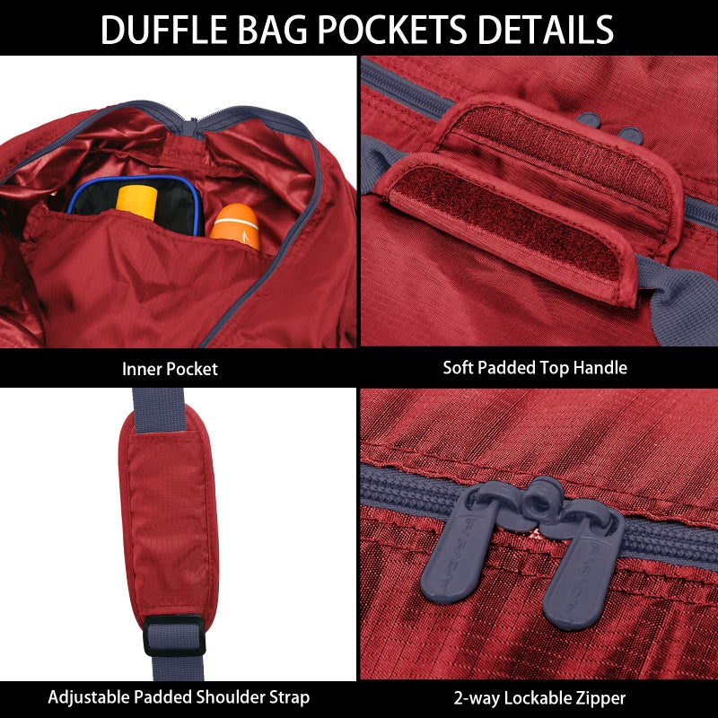 iFARADAY Extra Large Duffel Bag 32.5 inch 105L Lightweight Luggage for Travel Camping Storage-Red - Image 3