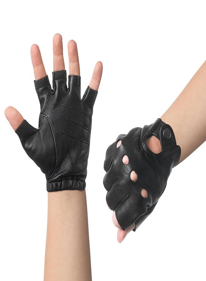 Luwint Kids Leather Fingerless Gloves for Cycling Cosplay Dancing, Boys Girls 3-12 Years (Small) - Image 1