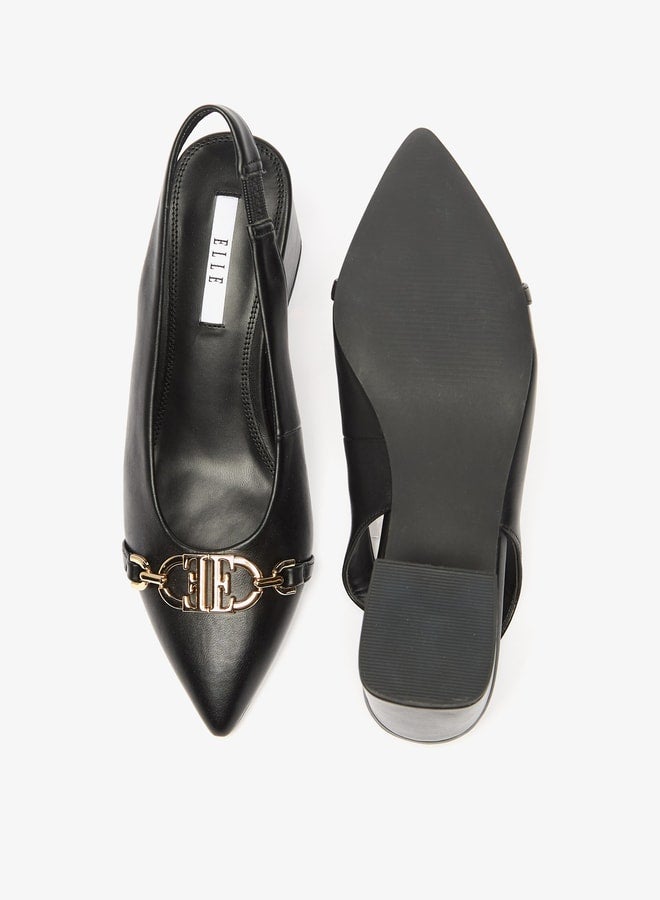 ELLE Women's Logo Accent Slip-On Slingback Shoes with Block Heels  - Image 4