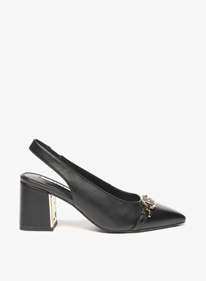 ELLE Women's Logo Accent Slip-On Slingback Shoes with Block Heels  - Image 3