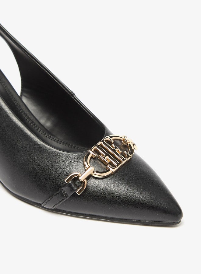 ELLE Women's Logo Accent Slip-On Slingback Shoes with Block Heels  - Image 5