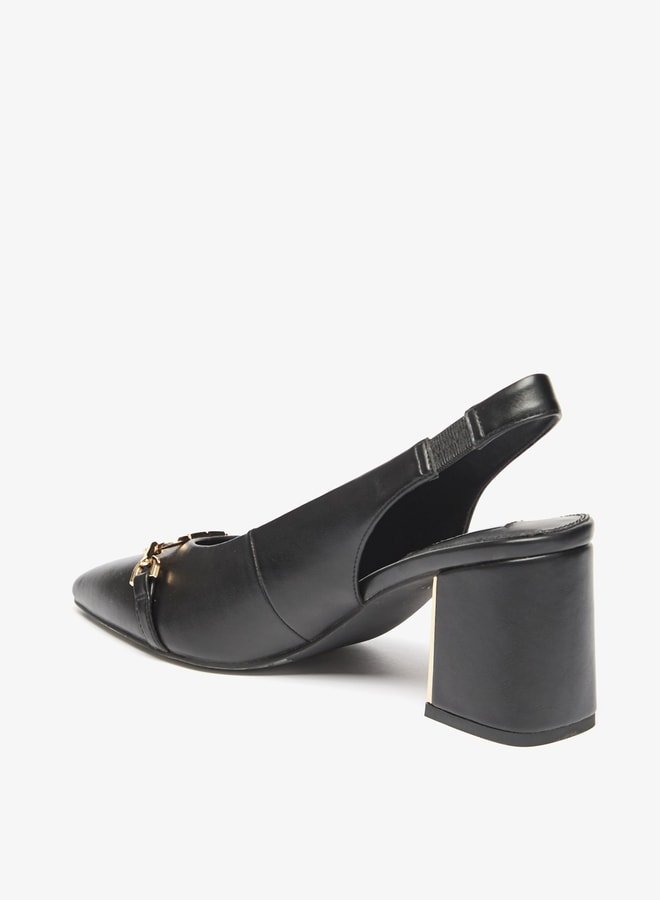 ELLE Women's Logo Accent Slip-On Slingback Shoes with Block Heels  - Image 2