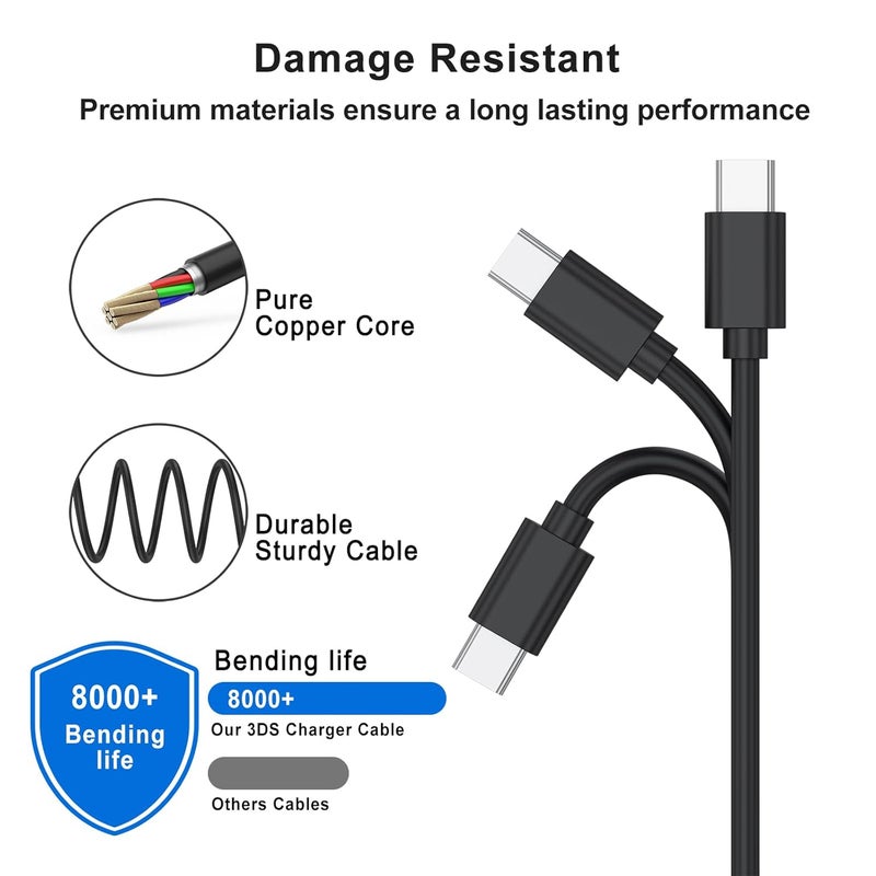 Demark PS5 controller cable, 1m/3m USB C PS5 Charging Cable for PS5 Dual Sense, X-Box Series X/S, Switch/Pro/Lite Controllers (3M) - Image 2