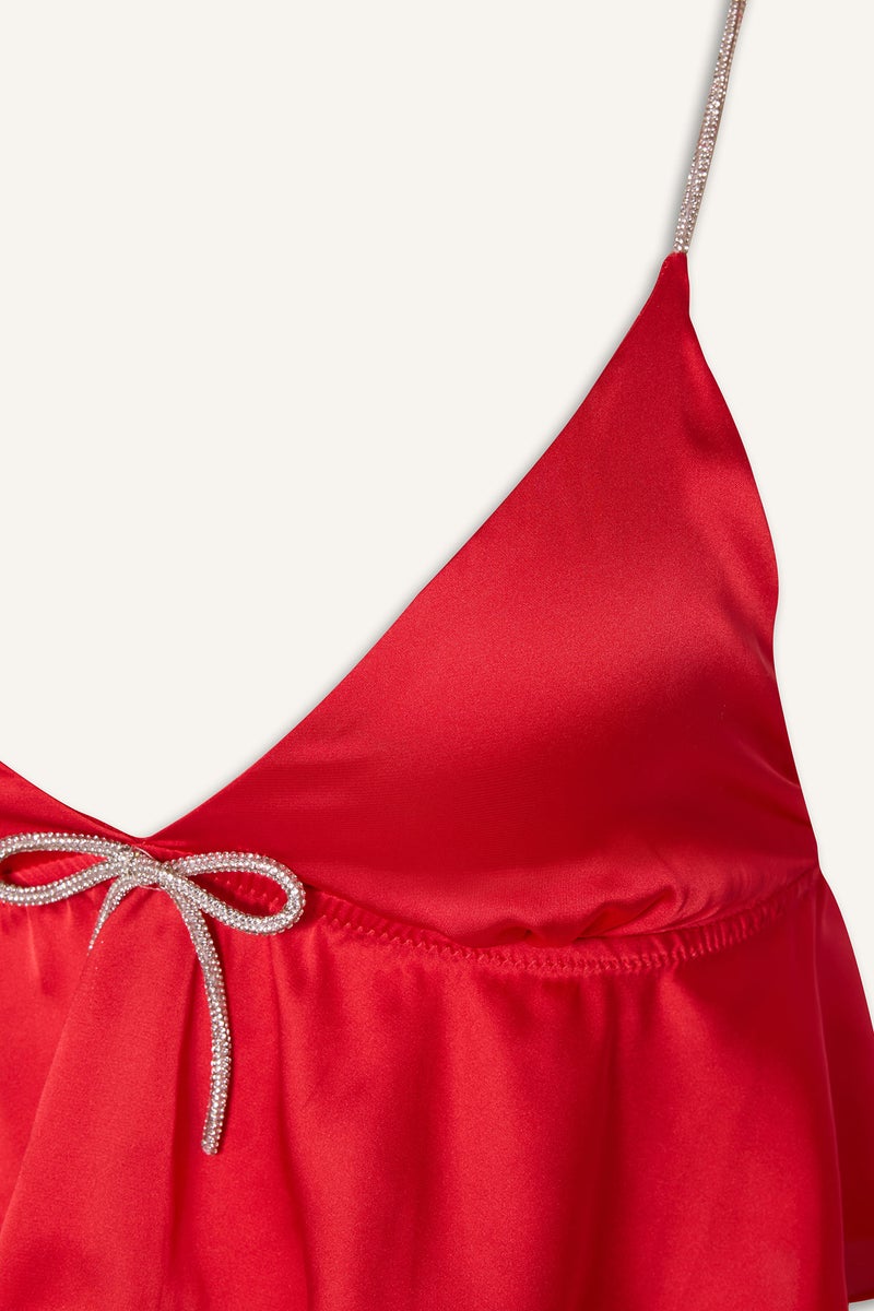 DeFacto Red Woman Regular Fit Strappy Satin Top Casual - Image 3