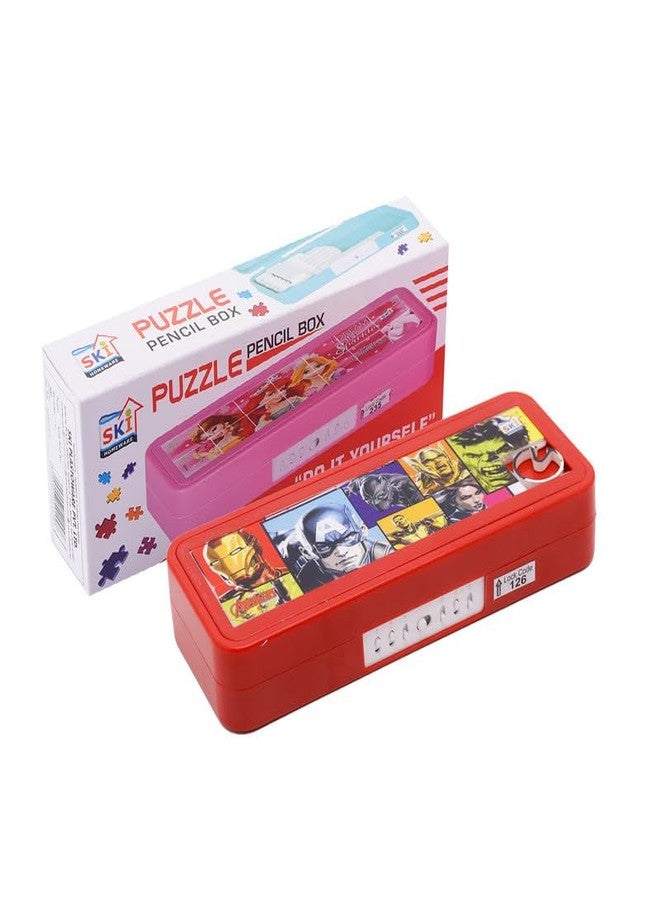 Ski Homeware Puzzle Pencil Box With Number Lock And Game, Perfect For School Children, An Ideal Gift For Kids - Avenger - Plastic, Multicolor - Image 5