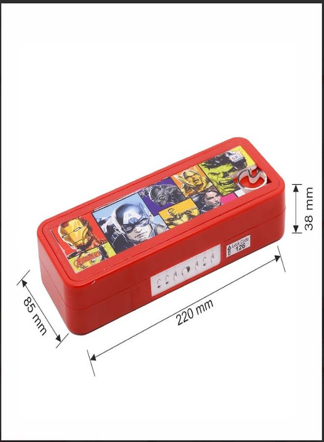 Ski Homeware Puzzle Pencil Box With Number Lock And Game, Perfect For School Children, An Ideal Gift For Kids - Avenger - Plastic, Multicolor - Image 2