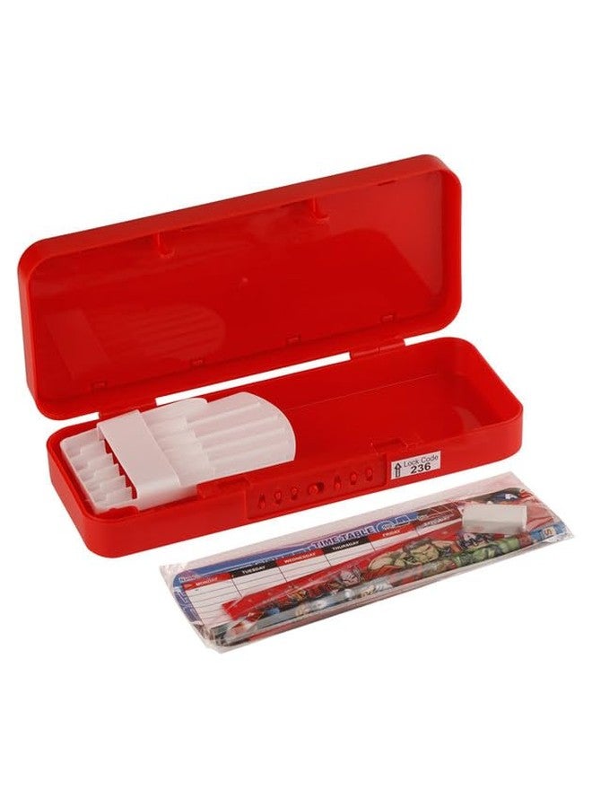 Ski Homeware Puzzle Pencil Box With Number Lock And Game, Perfect For School Children, An Ideal Gift For Kids - Avenger - Plastic, Multicolor - Image 4