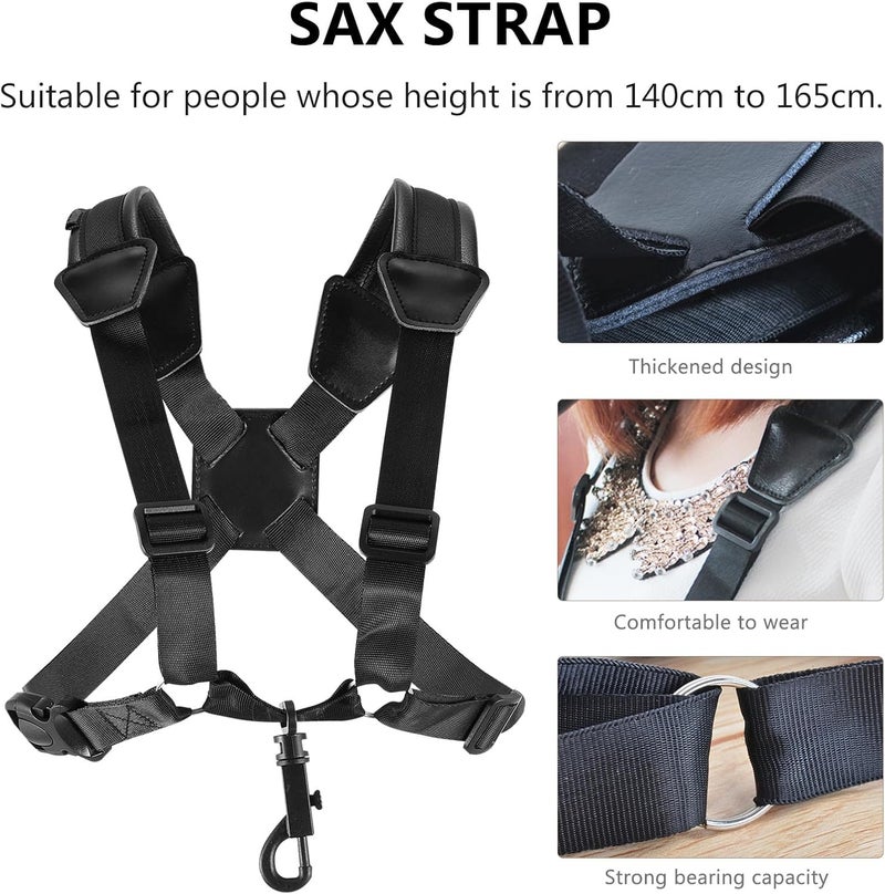 Adjustable Double Shoulder Saxophone Strap for Tenor Saxophone Small Size Hanging Belt with Detachable Soft Shoulder Harness for Music Performance - Image 3