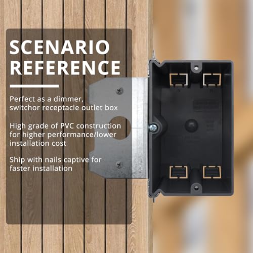 HUIXHAO HXH Adjustable Single-Gang Electrical Box, ETL Listed, (Pack of 1) 3-3/4-Inch Length by 4-Inch Width by 3-Inch Depth, AWG Standard,Grey Plastic Outlet Box - Image 3