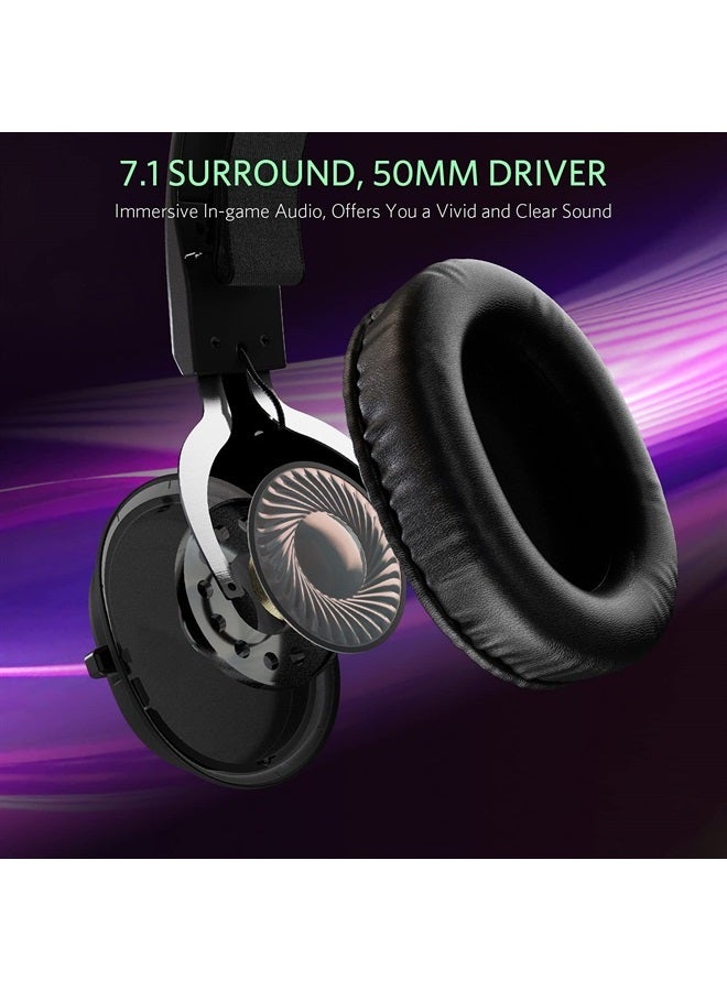 Fiodio Gaming Headset with Surround Sound Stereo for Xbox One PS4 PC Switch Tablet, Noise Cancelling Over Ear Headphones with Mic, LED Light and Soft Memory Earmuffs for Laptop - Image 3