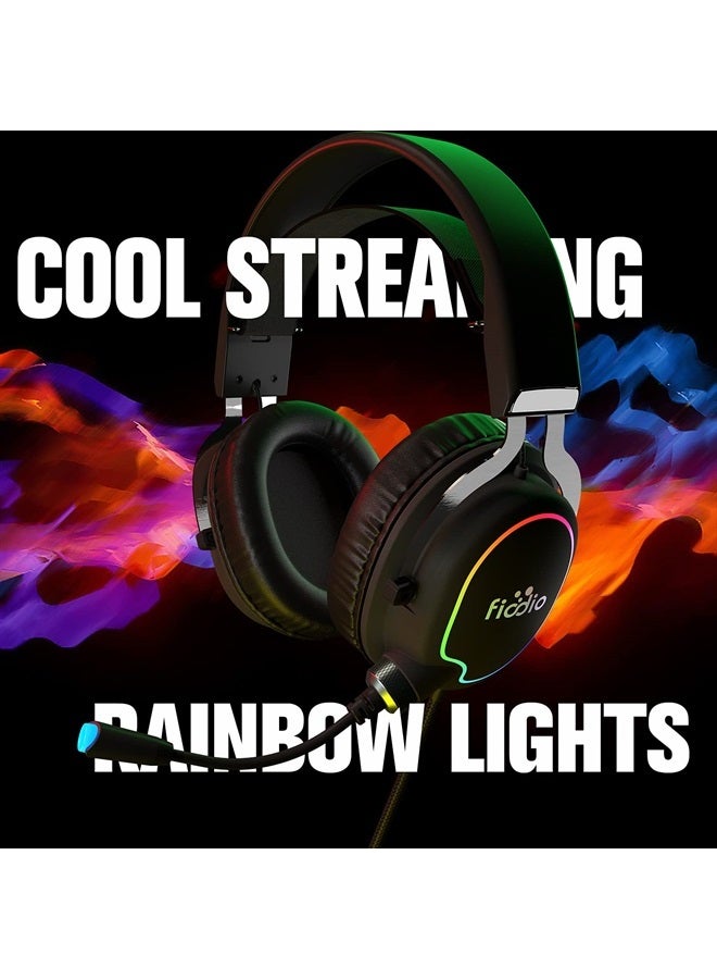 Fiodio Gaming Headset with Surround Sound Stereo for Xbox One PS4 PC Switch Tablet, Noise Cancelling Over Ear Headphones with Mic, LED Light and Soft Memory Earmuffs for Laptop - Image 5