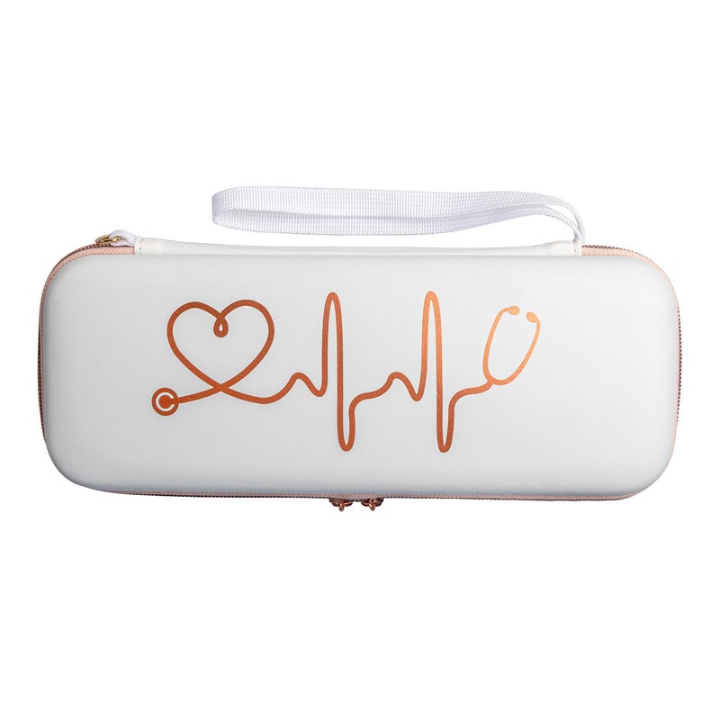 Plaris Stethoscope Case for Nurses for 3M Littmann/MDF Stethoscopes - Extra Room for Medical Bandage Scissors EMT Trauma Shears and LED Penlight, (White Rosegold) - Image 2