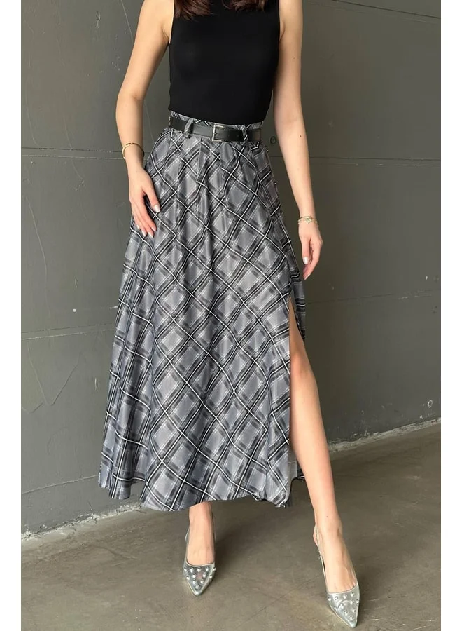END BLACK Black Plaid Skirt L.